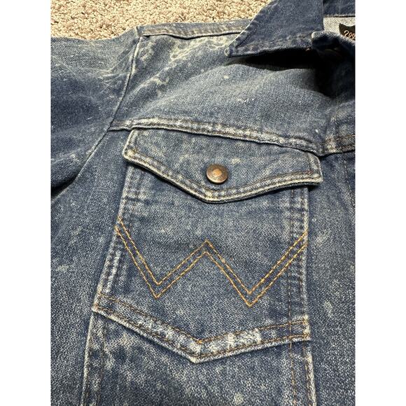 Wrangler Small Jean Jacket Denim Trucker Multi-Pocket Western Cowboy Bleached - Picture 4 of 16